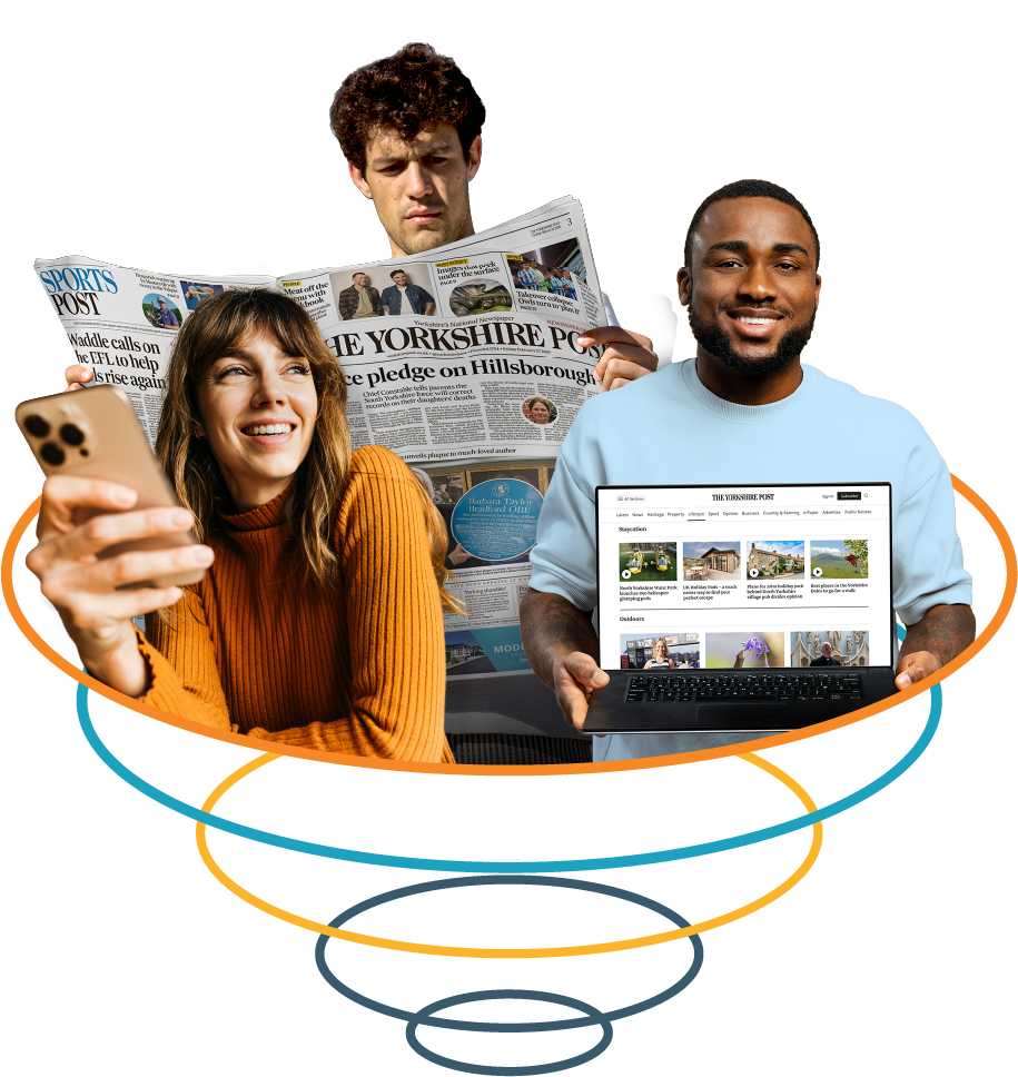 Readers engaging with National World titles in print, on mobile and on laptop