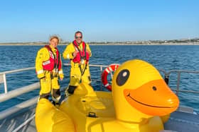 RNLI coastguards with their new apprentice ‘Quackers'