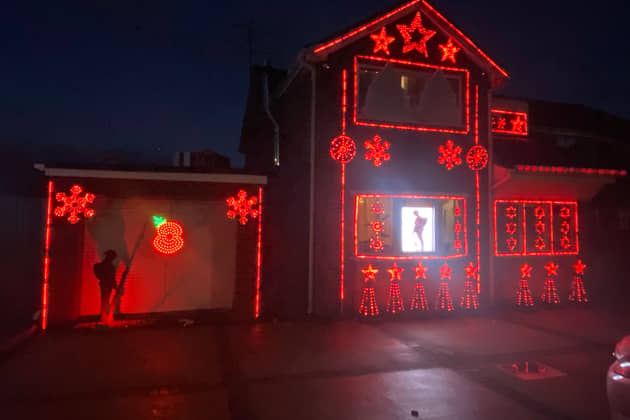 Jackie North, 37, decorated her Lincolnshire house in lights to mark Remembrance Day