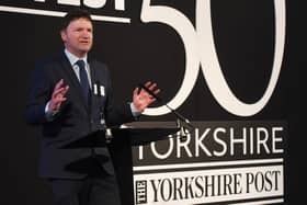 Greg Wright speaking at Ward Hadaway's 2024 Yorkshire Fastest 50 awards in Leeds