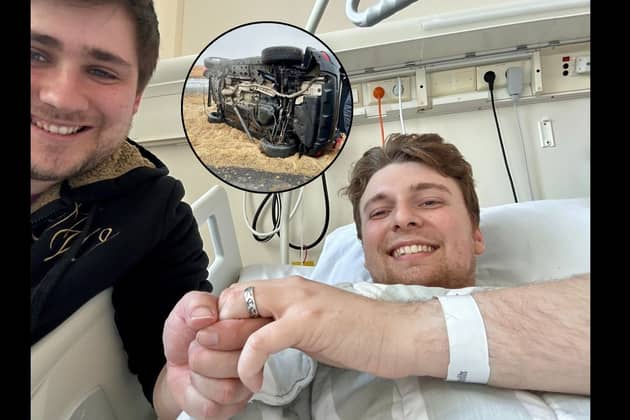 Zak Nelson, 28, and Elliot Griffiths, 26 got engaged in their hospital beds after nurses reunited them in intensive care.