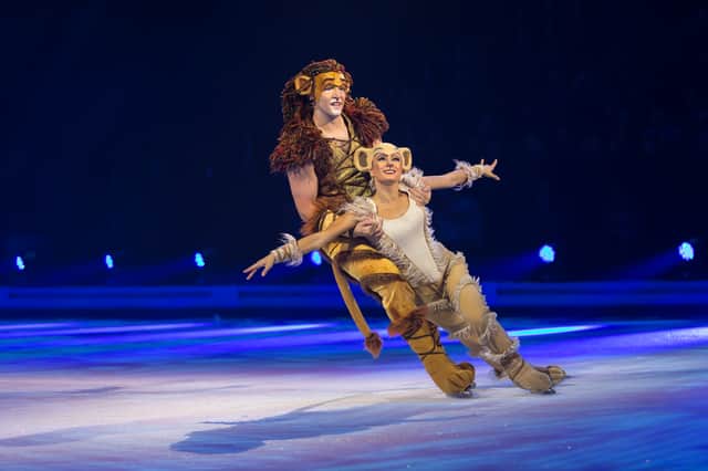 Lion King's Simba and Nala skate through the pride lands 