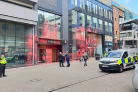 Barclays was targeted in the incident of criminal damage that was reported on Albion Street, Leeds, on June 27.