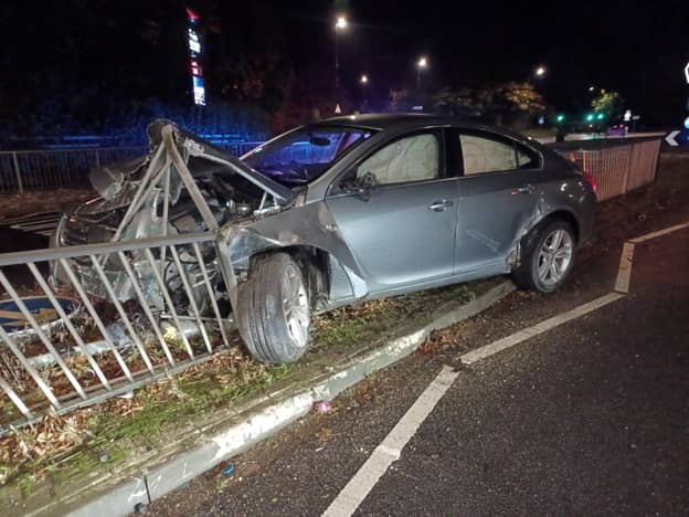 As the car approached Askham Bar it crashed into a pedestrian barrier, damaging traffic signs and railings.
