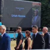 Crowds are gathering outside Sheffield Cathedral this morning  (July 14) for the funeral of community leader and the first black Premier League referee, Uriah Rennie.