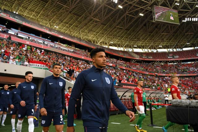 James Justin made his senior England debut against Hungary in June 2022.