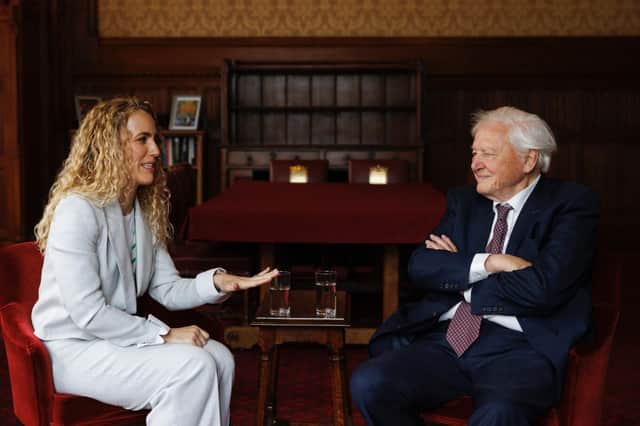 Leeds North West MP Katie White meets with Sir David Attenborough in Parliament.