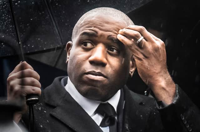 Deputy Prime Minister and Justice Secretary David Lammy attending a vigil on Middleton Road in Crumpsall, Manchester, after two people died in a terror attack.