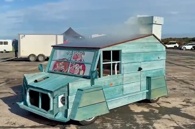 Brian Cade built and drove 'Ed the Shed' - reaching 123mph at Elvington Airfield in Yorkshire.
