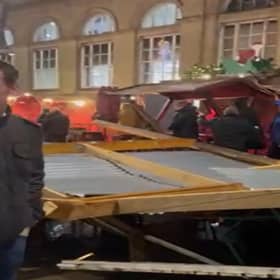 This is the dramatic aftermath after roof collapsed at the Ranch Bar at Leeds Christmas Market last night. 
