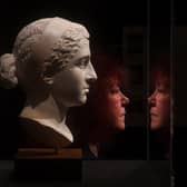 BAFTA-award-winning Egyptologist Professor Joann Fletcher. pictured with a Marble Bust of Cleopatra