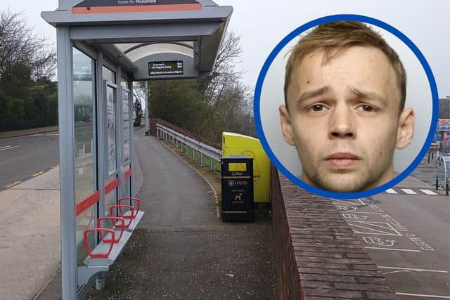 Childe (inset) attacked the man at the bus stop in Garforth.