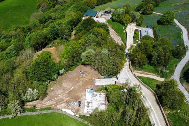 Drone images show the holiday lets spread across the 33-acre area, which the appellant bought in October 2024 for £1.05 million.