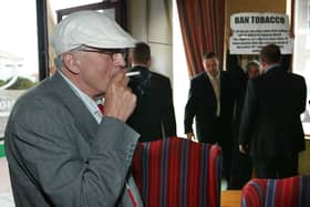 David Hockney at meeting in Brighton in 2005 to protest against the ban on smoking in public places (Chris Ison/PA)