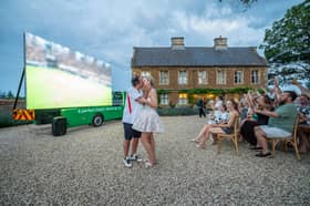 Mark Fletcher, tied the knot with Meg Fletcher at Allington Manor in Grantham on Saturday 27th June - and was left speechless when a giant screen showing the game turned up at their evening do