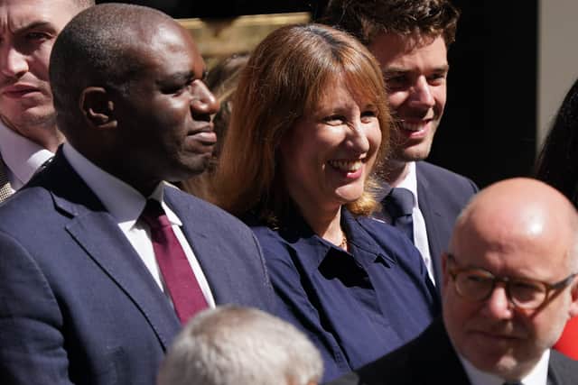 Deputy Prime Minister David Lammy and Chancellor of the Exchequer Rachel Reeves join members of outgoing Prime Minister Sir Keir Starmer’s cabinet as well as Labour colleagues waiting for his arrival in Downing Street to give a statement before handing in his resignation to King Charles III, ahead of Andy Burnham becoming new PM
