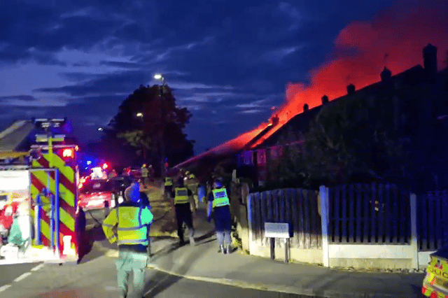 Fire fighters are battling a major blaze on Grimsell Crescent in Fox Hill, Sheffield, which broke out at around 4am today (July 23).