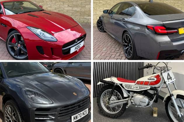 Thieves forced entry to a property in Stokesley on August 19/20 and stole a red Jaguar F-type, a grey BMW M5 and a dark grey Porsche Macan S, along with a 1978 Yamaha TY80 Trials motorbike.