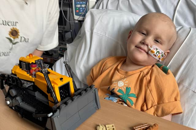 Oliver in hospital during his treatment.