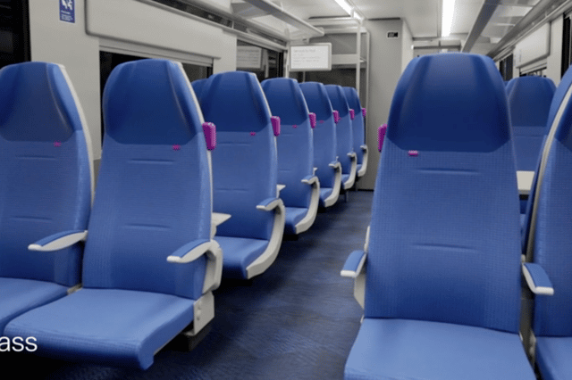 Standard class inside the Adessia Stream trains.