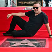 Ricky Gervais during the unveiling of his star on the Hollywood Walk of Fame in Hollywood, California, on May 30, 2025.
