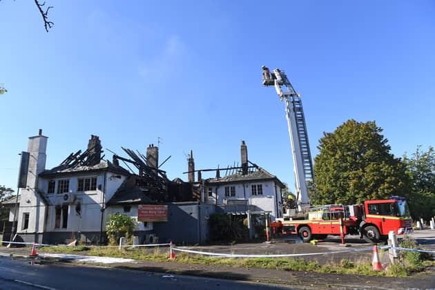 22nd September 2026
Large fire at former Thaal restaurant in Brotherton.
Pictured the aftermath of the fire with fire crews still on site checking the building
Picture Gerard Binks