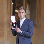 Sir Kevin Sinfield after he was made a Knight Bachelor at an investiture ceremony at Windsor Castle  (Andrew Matthews/PA)