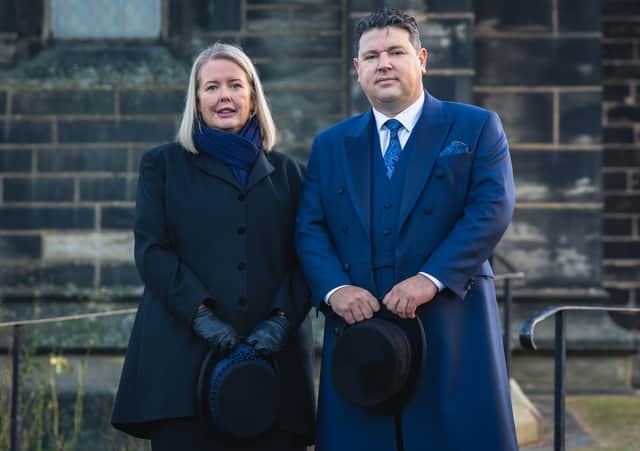 Emma and Richard Arnold, owners of family-run Gateway Funeral Services, offering affordable funeral choices.