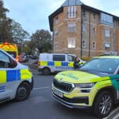 Police and ambulance vehicles at the junction of Franklin Road/Strawberry Dale, Harrogate, Saturday, October 17. Photo: Steve Riding