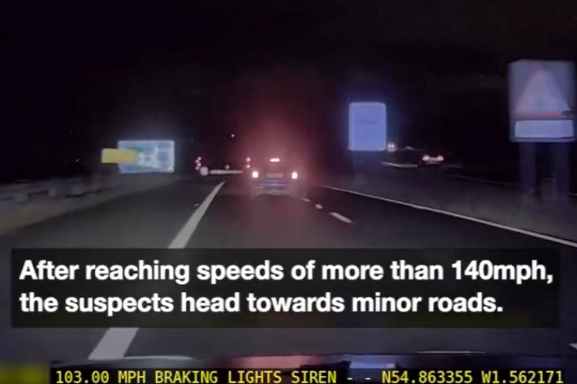 Watch: Dramatic 140mph police chase after suspected Scotch Corner cable theft ends in crash