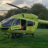 Air ambulance helicopter in Darnall Community Park following reports of a medical emergency in which a child later died.