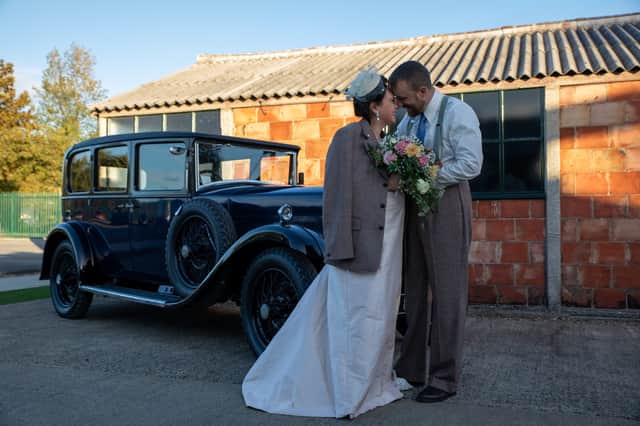 Jane and Ryan. A soldier and his wife won a dream 1940s-themed wedding ceremony after finding love on a military penpal site.