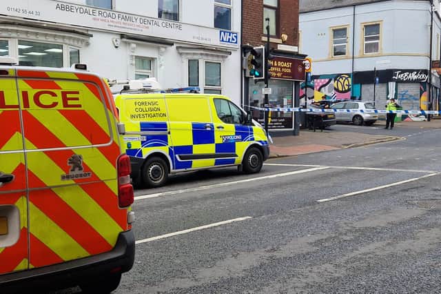 Abbeydale Road, at the junction with London Road, remains closed as police investigate