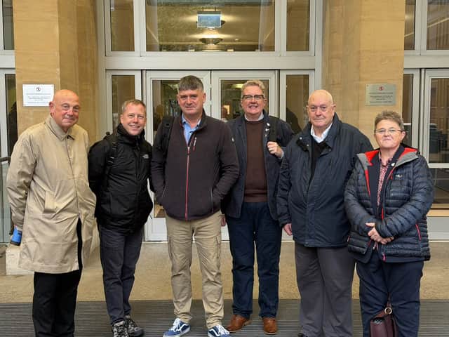 Louise Lingard-Snape, far right, and other veterans after the meeting with Veterans Minister Calvin Bailey. Credit: Fighting With Pride