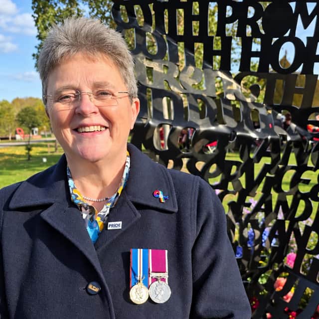 Louise Lingard-Snape at LGBTQ+ Armed Forces Memorial which was unveiled by King. Credit: Louise Lingard-Snape