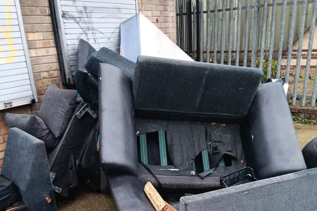 The sofa dumped outside the store