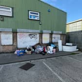 Fly-tipping outside the Oxfam store on Colne Road in Huddersfield