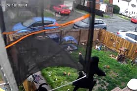 Louise Lee, 53, was at her daughter’s home in Redcar on Monday when powerful winds lifted her grandchildren’s trampoline off the ground.