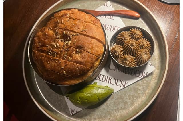 Fennel seed focaccia, mushroom parfait, sage butter.