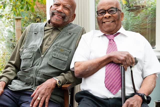Alford Gardner, 93 and Lionel Roper, 96, volunteered to serve in the RAF in 1944. After WW2, Mr Gardner settled in Leeds and Mr Roper went back to Jamaica before returning to Britain in 1956. They are thought to be the last surviving Jamaican ex RAF servicemen in Leeds. . They will present a copy of the  Eulogy book to Council leader Councillor Judith Blake on behalf of the city.  
Photograph by: Joanne Crawford