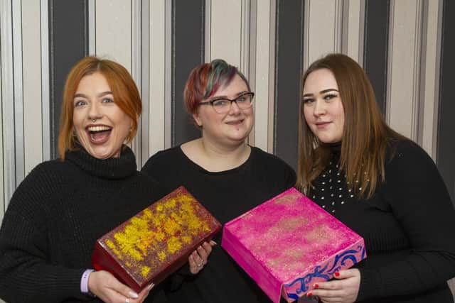 Happy Box Project: Pictured (from l to r) are  Chloe Regan, Rosie Jacobs and Jade Richards.