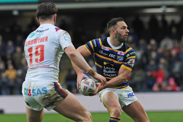 Luke Gale on the attack for Leeds Rhinos.