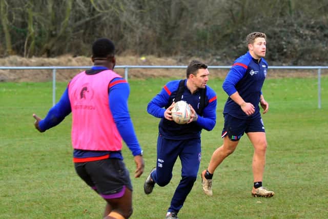 UP FOR IT: Danny Brough, pictured training with his Wakefield Trinity team-mates ahead of the 2020 Super League season at Sandal Rugby Club. Picture: Gary Longbottom.