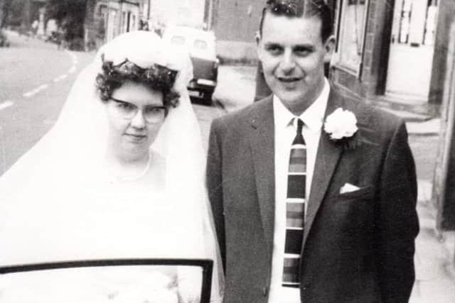 Ian Riley with his wife Rosemary on their wedding day in July 1964.