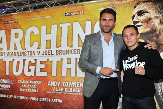 Josh Warrington poses with Eddie Hearn before his fight against Joel Brunker back in 2016. Picture: Steve Riding.