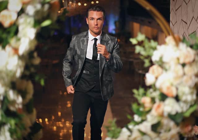 At wedding venue White Abbey Hall in Bradford, Tom Zanetti wears IK Collection tailored suit, prices start at £895. Picture by Reflection Studio.