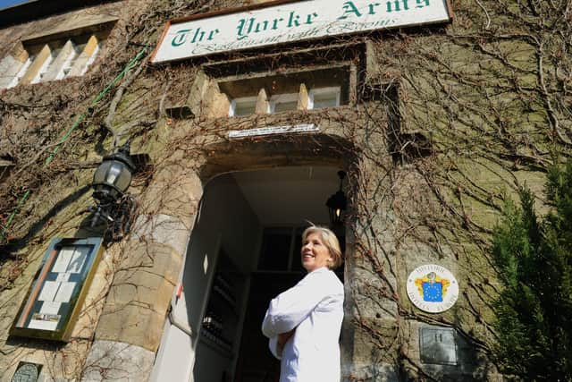 Chef Frances Atkins  outside the Yorke Arms at Ramsgill which has just been awrded three AA rosettes .
Picture Gary Longbottom.