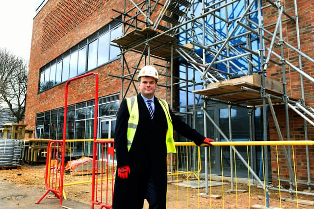 Immigration Minister Kevin Foster on the site of the new Dixons Trinity Chapeltown School in Leeds.