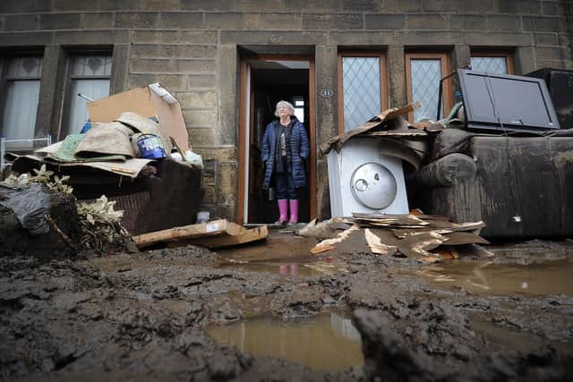 Flooding aftermath after Storm Ciara at Mytholmroyd.
