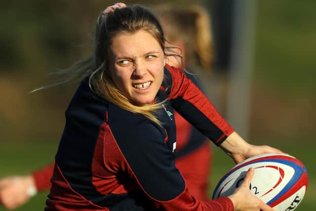 Zoe Aldcroft of England Women passes the ball during an England Women Training Session ahead of their Women's Six Nations match against Ireland. (Picture: Warren Little/Getty Images)